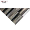 high quality peel and stick metal Black glass mix metal strip tile mosaic for fireplace kitchen decoration